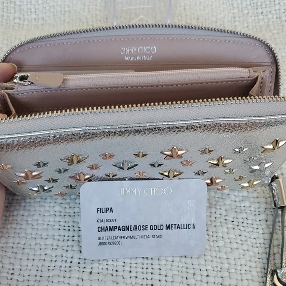 Jimmy Choo Filapa Metallic Star-Studded Wallet - Picture 8 of 13